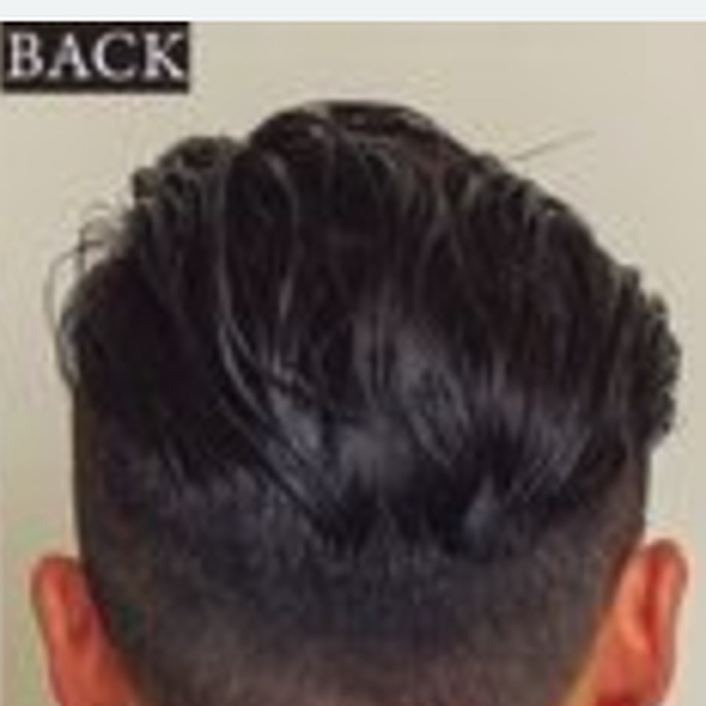 Roots Care client after: Side and back blend, styled in studio